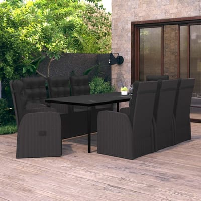 vidaXL - 9-delige - Tuinset - met - kussens - zwart