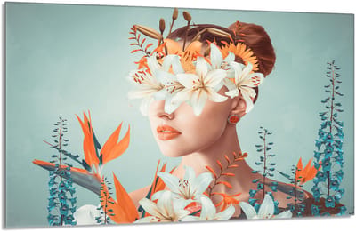 TMK ArtDeko - Beeldbeschermende Glazen Plaat - Dame Motief - 80x52 cm - Veilig en Duurzaam