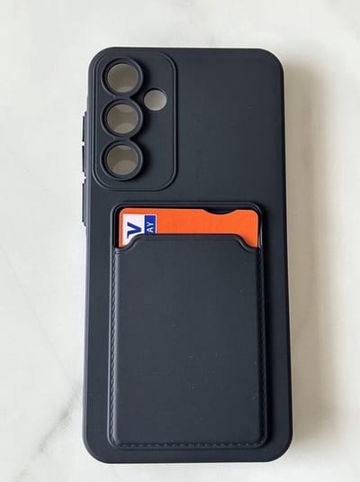 TPU back cover met vakje voor pasje - Geschikt voor Samsung Galaxy S24 Plus / S25 Plus - Zwart