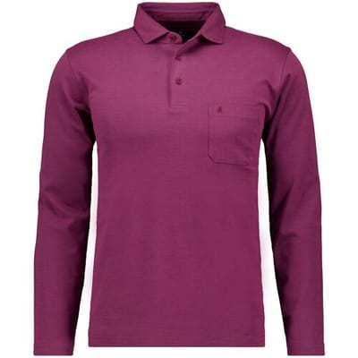 Ragman Polo Soft Knit Long Sleeve Chest Pocket Berry / male