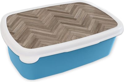 Broodtrommel Blauw - Lunchbox - Brooddoos - Patronen - Hout - Bruin - 18x12x6 cm - Kinderen - Jongen