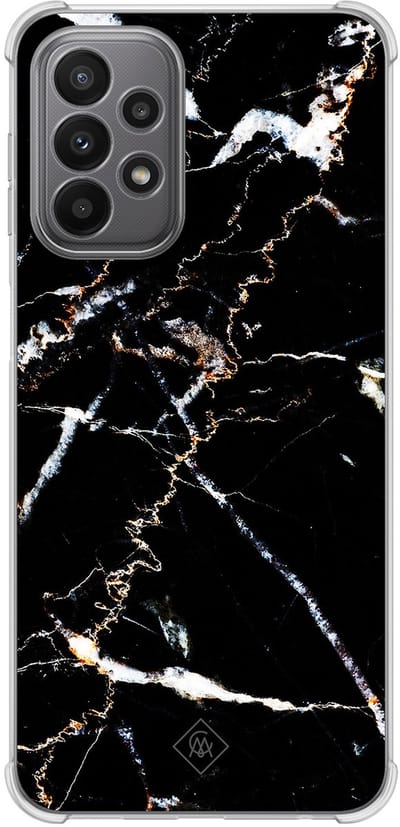 Casimoda® hoesje - Geschikt voor Samsung Galaxy A23 - Marmer Zwart - Shockproof case - Extra sterk - Siliconen/TPU - Zwart, Transparant