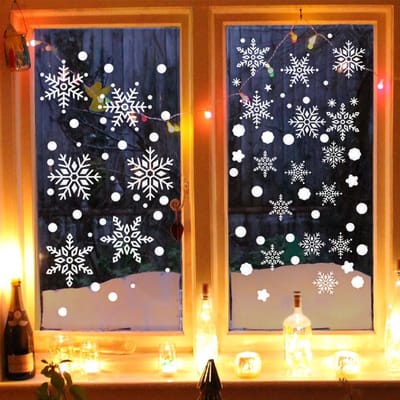 Kerst Raamstickers Kerst Stickers Kerst Raamdecoratie Sticker Raamstickers Sneeuwvlokken Kerst Raamversiering - 84St