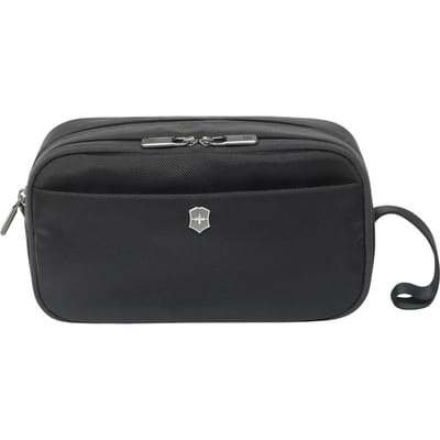 VICTORINOX Werks Traveler Toilettas 7L Makkelijke tot ruime toilettas voor zaken en Lichtgewicht etui met gevoerde opbergruimte, bekleed en met rits zwart