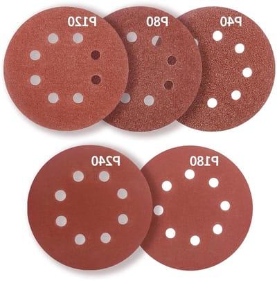 CSGoods - Schuurschijven 125mm voor Excentrische Schuurmachine - Set van 50 stuks met 8 gaten - Korrel 40 80 120 180 240