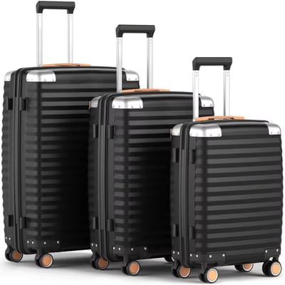 Reiskoffer – Voor reizigers – Duurzaam en lichtgewicht – Harde zwarte schaal met TSA-slot, spinnerwielen (51/61/71 cm)