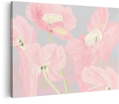 Artaza Canvas Schilderij Klaprozen - 60x40 cm - Wanddecoratie Bloemen - Muurdecoratie Roze - Schilderijen Op Canvas Natuur