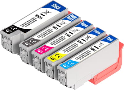 Boxstuff Inkt geschikt voor 33XL - Compatibel met Epson 33 XL - Inkt Cartridge 5-pack voor Epson Expression Premium 3351 / 3361 / 3362 / 3363 / 3364/ 3351 / XP-530 / XP-540 / XP-630 / XP-635 - Pack Kleur en Zwart