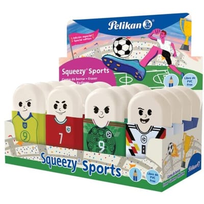 Pelikan gummen Squeezy You, voetbal WK motieven, zachte werking, 16 stuks