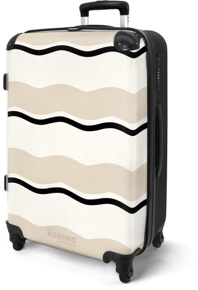 NoBoringSuitcases.com® - Koffer groot - Rolkoffer lichtgewicht - Golvende strepen in beige tinten - Reiskoffer met 4 wielen - Reis trolley - Grote valies XL - Bagagekoffer op wieltjes - 20 kg bagage - Ruimbagage middelgroot