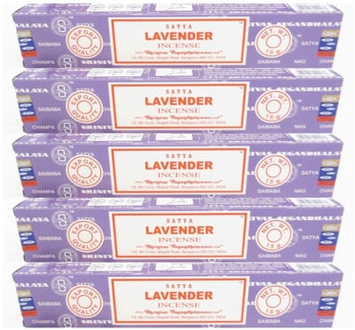 Nag Champa wierook stokjes - Lavendel - 5x pakje van 12 stuks - 15 gram - geurstokjes