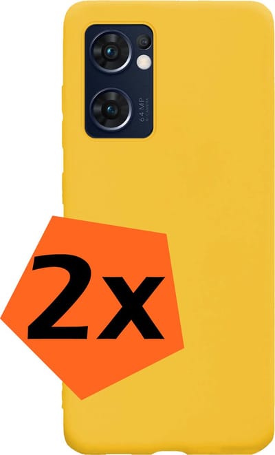 Hoes - 2 Stuks - Geschikt voor OPPO Find X5 Lite - Sterk & Shockproof - Case Siliconen - Back Cover - Telefoon Hoes - Geel
