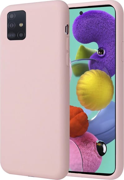 Hoesje geschikt voor Samsung Galaxy A51 - Matte Back Cover Microvezel Siliconen Case Hoes Roze