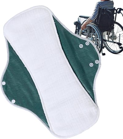 Wasbaar Maandverband - Herbruikbare Inlegkruis - Duurzaam Menstruatiebeheer - Anti-slip Randstroken - 22x28cm - Grijs Geel Koraal Groen