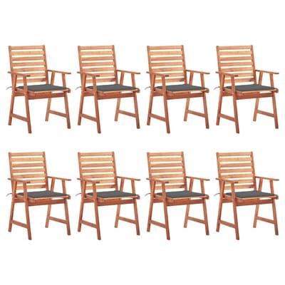 vidaXL - Tuinstoelen - 8 - st - met - kussens - massief - acaciahout