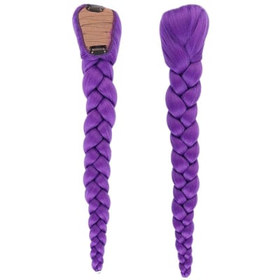Synthetisch Lang Paars Gevlochten Haar 26inch Kinder Rumi Paardenstaart Extensions met Clips Cosplay Halloween Kerstfeest Kapsel purple