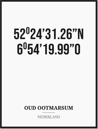 Poster/kaart OUD OOTMARSUM met coördinaten