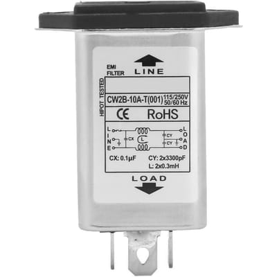 CW2B10A T (001) Filtre de puissance EMI avec prise de fusible 2 en 1 simple sécurité 125 - 250 V