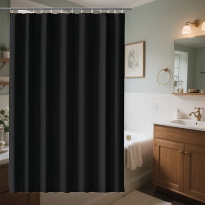 MIVRAY Douchegordijnen - Badkamergordijn Waterdicht Met Haken, Wasbaar Douchegordijn, Anti-Schimmel, Strak Effen Design, Polyester, Zwart, 180x220 cm