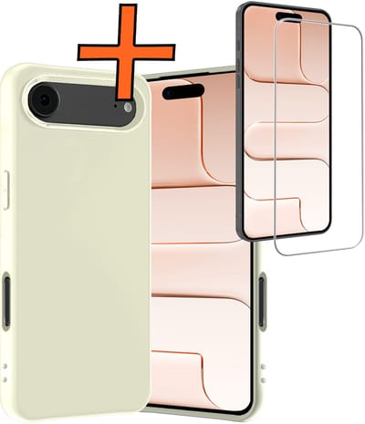 Hoes - Met Screenprotector - Geschikt voor Apple iPhone Air - Sterk & Shockproof - Back Cover - Siliconen Case - Telefoon Hoes - Wit