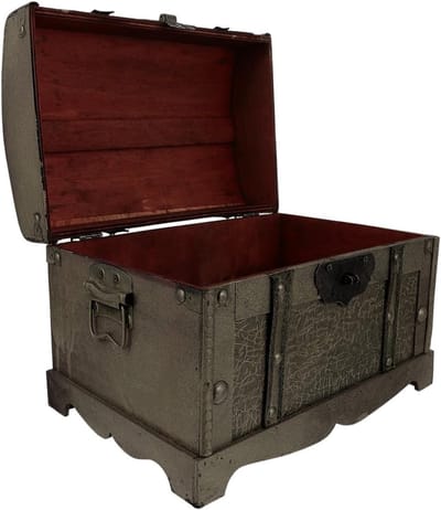 Houten Schatkist - Decoratieve Doos - Sieraden Opbergen - Met Slot - 30 cm - Antiek