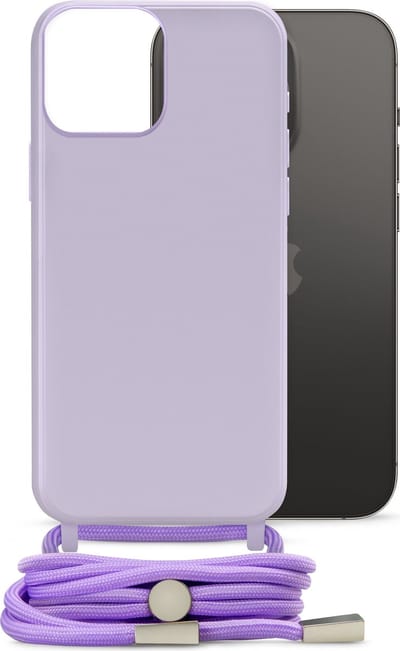 Mobilize Telefoonhoesje geschikt voor Apple iPhone 14 Pro Flexibel TPU | Mobilize Lanyard Gelly Hoesje met koord - Pastel Purple | Paars