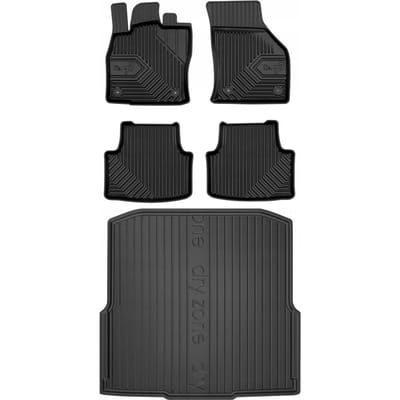 Frogum No.77 & DryZone - Automatten set + Kofferbakmat - Geschikt voor SKODA Octavia III Combi 2012-2020 - Zonder zijvakken - TPE Rubber - Zwart