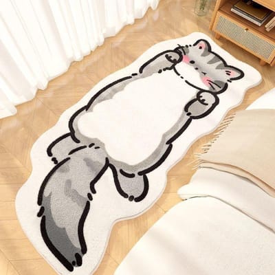 Schattig Ins Stijl Kat Speciaal Vormig Pluche Slaapkamer Tapijt Woonkamer Bank Deken Kinderdeken Kamer Antislip Bedzijde Deken 40*60cm