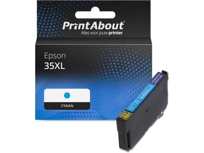 PrintAbout huismerk Inktcartridge 35XL (C13T35924010) Cyaan Hoge capaciteit Geschikt voor Epson