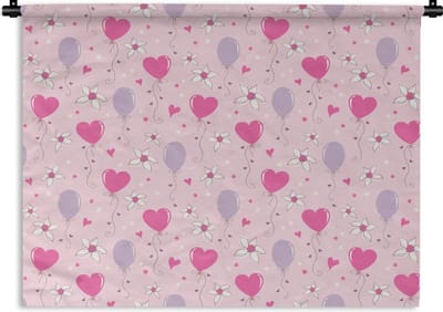 Wandkleed - Wanddoek - Ballon - Patronen - Roze - 120x90 cm - Wandtapijt
