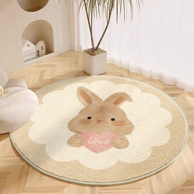 Rond Tapijt Woonkamer Pluche Mat Dik Kinderkamer Leeshoek Cartoon Slaapkamer Studeerkamer Draaistoel Geluidsdempende Voetmat 60cm