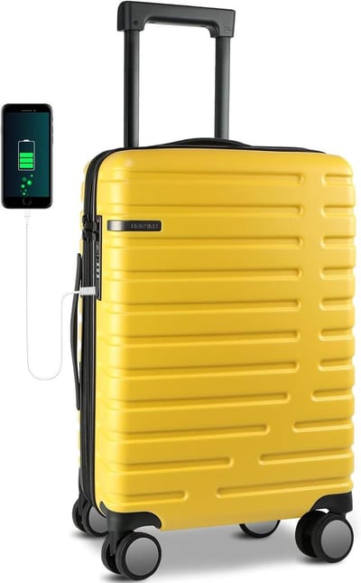 Handbagage Koffer - Reiskoffer Trolley - Korte Reizen - TSA Goedgekeurd Slot - 51 x 35 x 22 cm - Geel