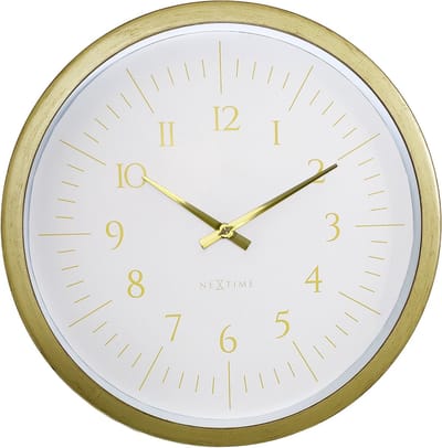 Wandklok 40 cm-Goud/Wit-Plastic-NeXtime 'Galaxy'