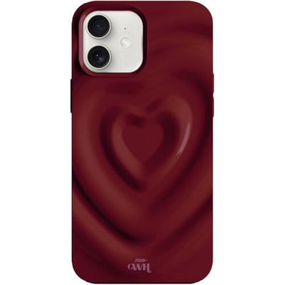 xoxo Wildhearts Biggest Love Burgundy telefoonhoesje - Geschikt voor iPhone 12 - Heart case - Hoesje met hartjes patroon - Case met hart - telefoonhoesje met camera bumper - Burgundy - Rood - Donkerrood
