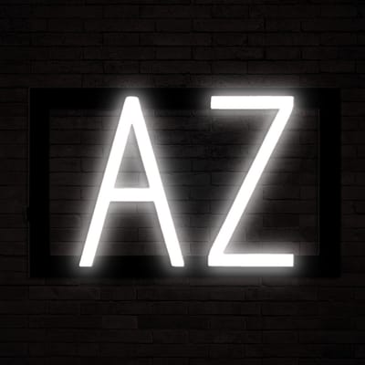 AZ - Lichtreclame Neon LED bord verlicht | SpellBrite | 24,57 x 16 cm | 6 Dimstanden & 8 Lichtanimaties | Reclamebord neon verlichting