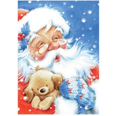 Peinture diamant ronde complète, broderie au point de croix, Père Noël, chien, bricolage 5D, mosaïque, décoration d'intérieur 20X30CM beige