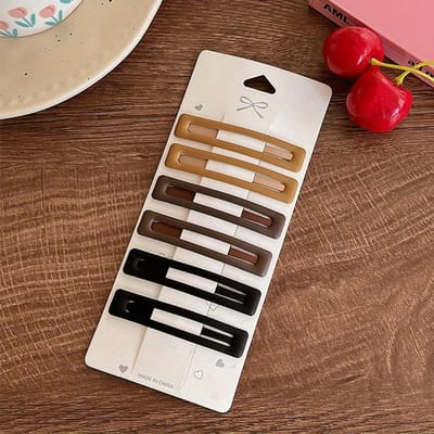 Lot de 6 Barrettes Simples Mat, Barrettes à Clip en Fer pour Femmes, Design Creux, pour Fixer Frange & Mèches Rebelles, avec Outils de Coiffure et de Maquillage