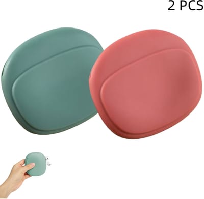 2 stuks - siliconen koptelefoonorganizer - opbergdoosje voor datakabels - draagbare organizer - voor bedrade koptelefoons, kabel, oplader, USB-stick - rood-groen - 9.2×8cm