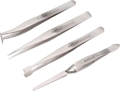 Pincetten Set - Precisie Tangen - Hobby en Reparatie - Vier Verschillende Vormen - Set van 4 - Zilver