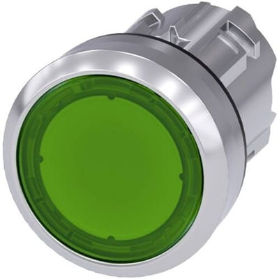 Siemens 3SU10510AB400AA0 3SU1051-0AB40-0AA0 Verlichte druktoets Bedieningsknop vlak, Metalen frontring, Hoogglans Knop Groen 1 stuk(s) Piece