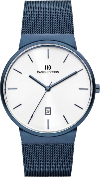 Danish Design TÅGE IQ69Q971 - Horloge Heren - Blauw - Luxe - Analoog - Rond - Leer - 40 mm