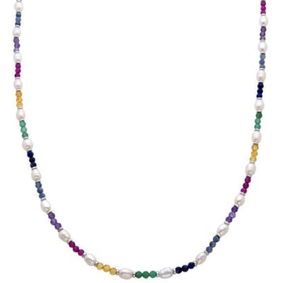 Luxenter Sterling Zilver 925 ketting met Multicolour Gerhodineerd Kristal - Biroal
