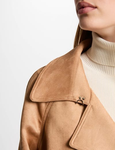 Morgan - Long Suede Trenchcoat 242-Gsuede Light Brown - Maat : 34