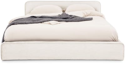 Gestoffeerd bed CURSIO 140x200 cm met lattenbodem – crèmewit