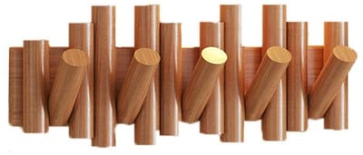 KZQ Kapstok - Wandkapstok - Massief houten haken - Houten kapstok achter de deur - Geen boren nodig - Met 5 haken - Beukenhout - Opvouwbare kapstok - Montage met schroeven - Draagvermogen 20 kg