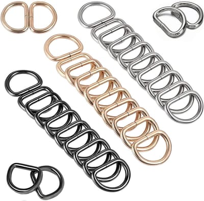 D-Ringen Set van 30 Stuks, 20 mm Metaal D-Ringen voor Halskettingen, Rugzakken en Handwerk, Verkrijgbaar in Goud, Zilver en Zwart