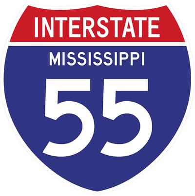 Signs USA - wandbord - dibond - Interstate 55 - Mississippi - 39 x 39 cm