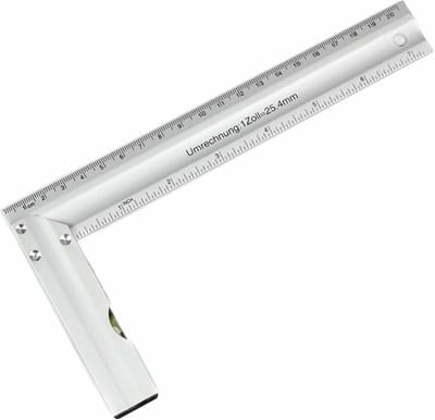 Benson Winkelhaak met waterpas - aluminium - 200 x 100 mm - 20 cm liniaal - 90 graden hoek