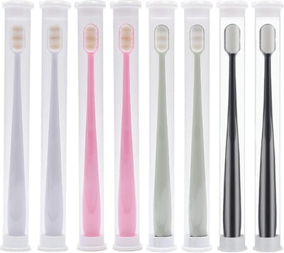 Zachte Tandenborstels - Micro Nano Borstels - Dagelijkse Mondhygiëne - Meer Dan 20.000 Borstelharen - 8 Stuks - Mix Kleuren