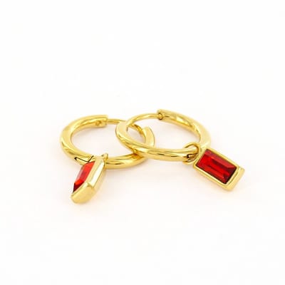 Kalli Oorhangers Ovaal goud Zirkonia Rood